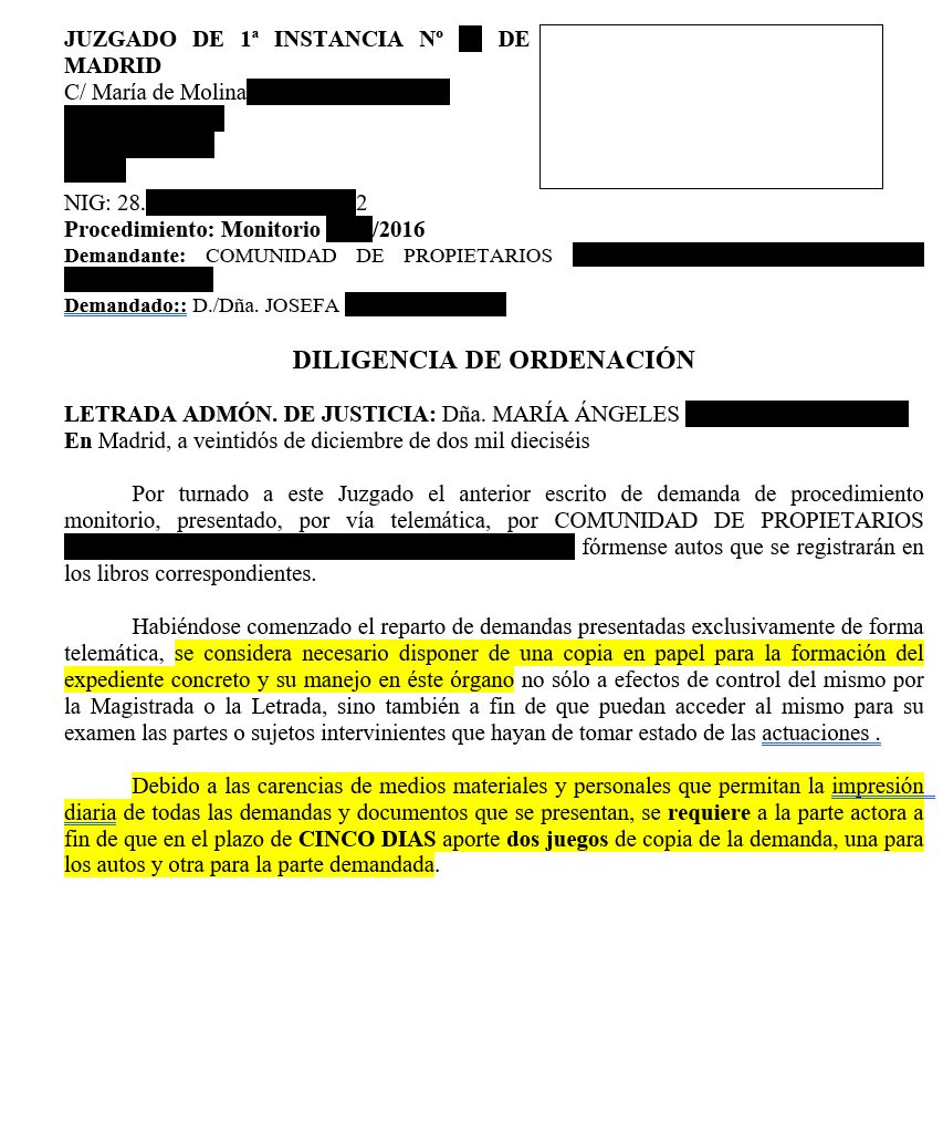Juzgados exigen papel pese a Lexnet